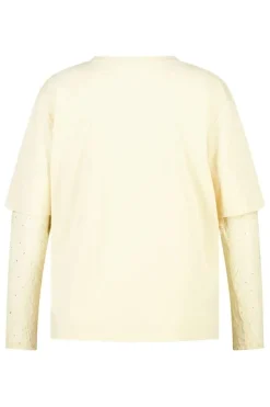 T-shirt met kanten mouwen