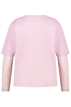 T-shirt met kanten mouwen