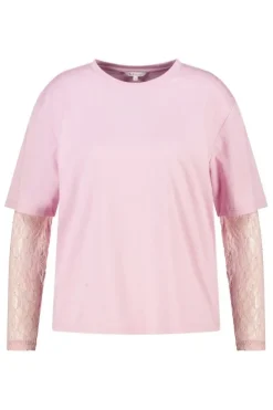 T-shirt met kanten mouwen