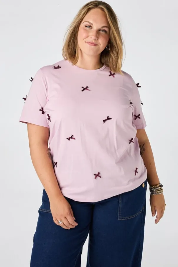 T-shirt met satijnen strikjes
