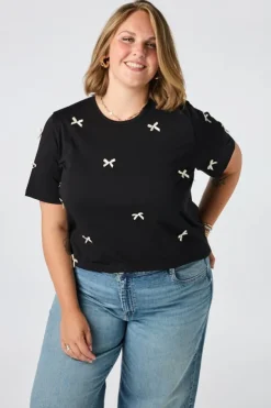 T-shirt met satijnen strikjes