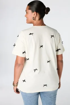 T-shirt met satijnen strikjes