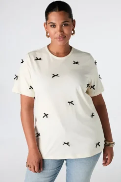 T-shirt met satijnen strikjes