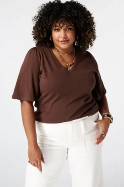 T-shirt met v-hals