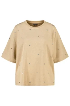 T-shirt van sweatstof met studs