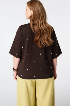 T-shirt van sweatstof met studs