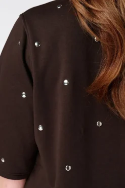 T-shirt van sweatstof met studs
