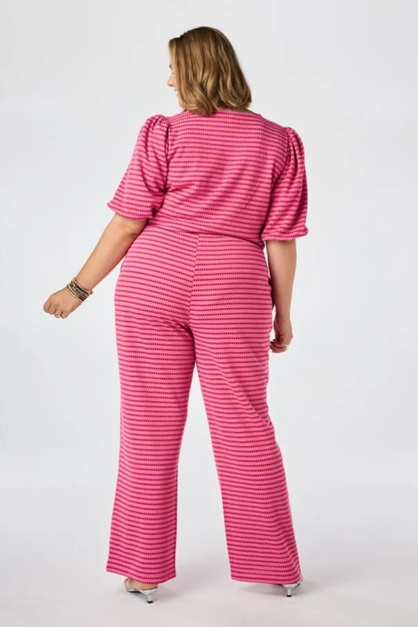 Wide leg broek met elastische taille