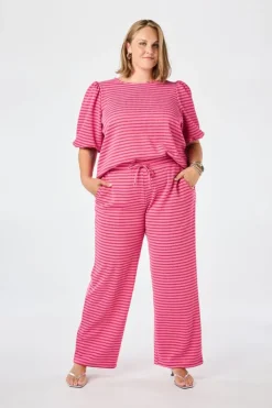 Wide leg broek met elastische taille