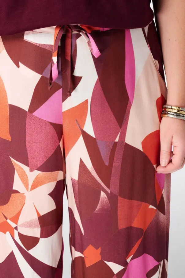 Wide leg broek met print