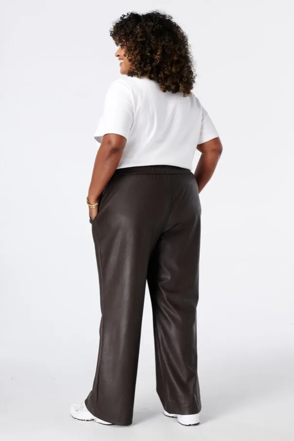 Wide leg broek van imitatieleer