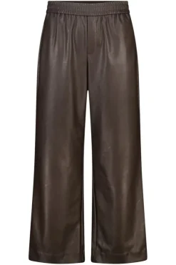 Wide leg broek van imitatieleer