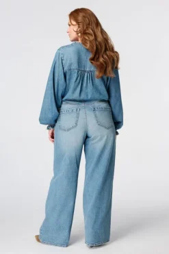 Wide leg jeans met hoge taille