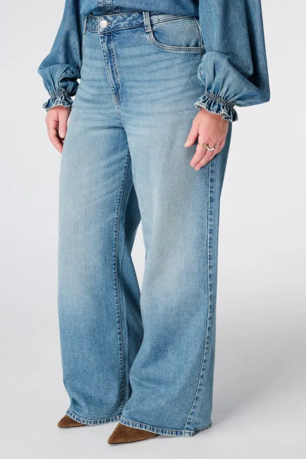 Wide leg jeans met hoge taille