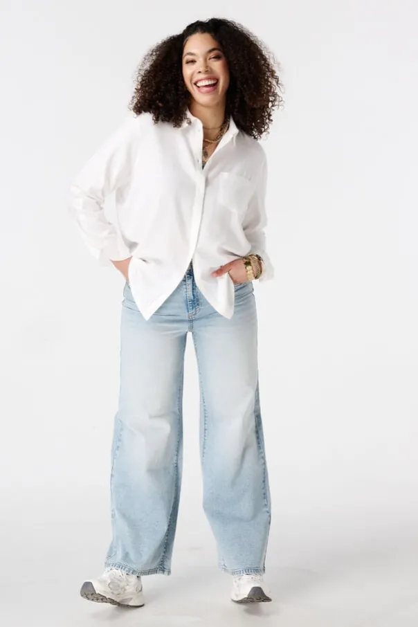 Wide leg jeans met hoge taille