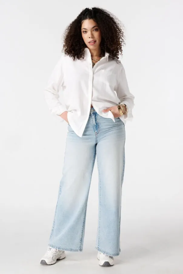 Wide leg jeans met hoge taille