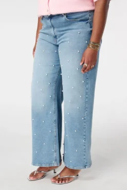 Wide leg jeans met parels