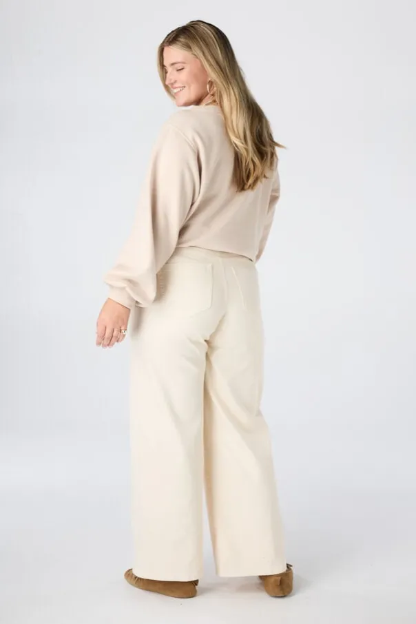Wide leg jeans met strikkoord