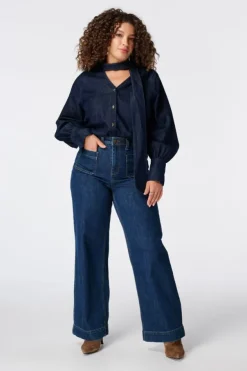 Wide leg jeans met voorzakken