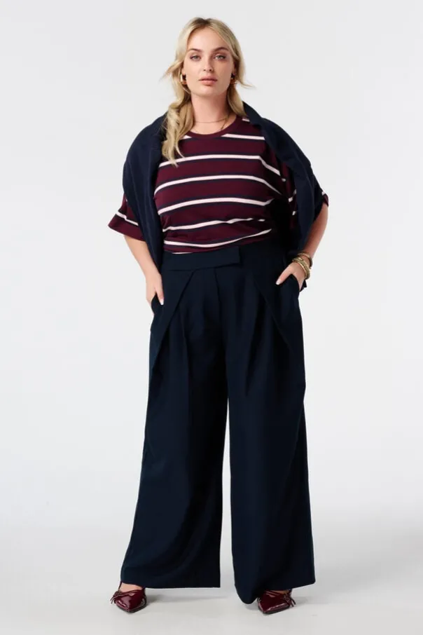 Wide leg pantalon met plooien